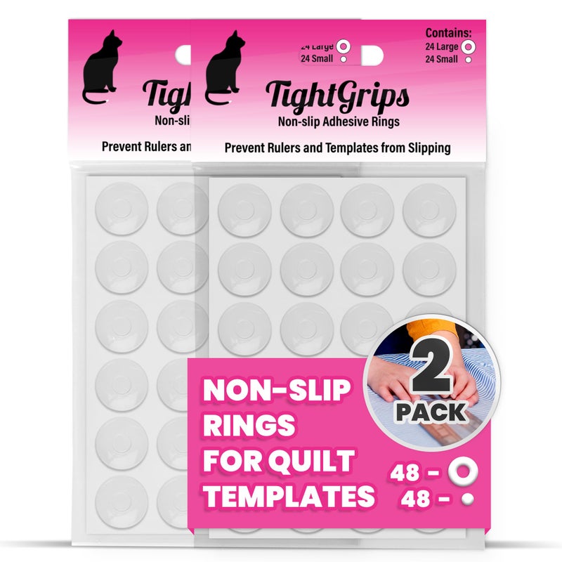 مقابض TightGrips غير قابلة للانزلاق لقوالب اللحاف - إجمالي 48 قطعة - 24 قطعة كبيرة و24 قطعة صغيرة - عبوتان - Image 1